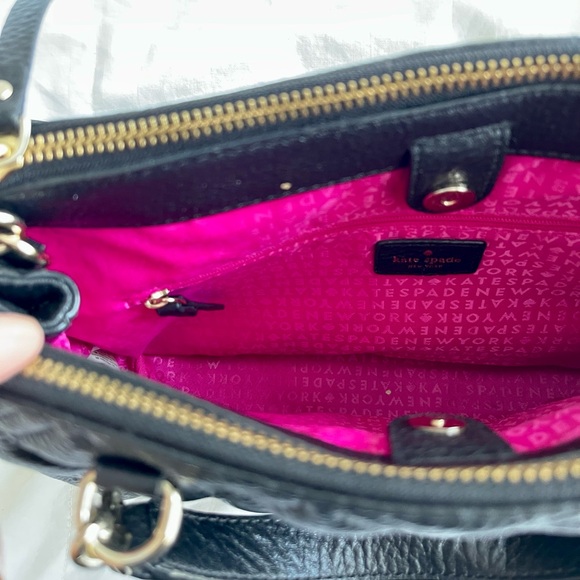 Kate Spade Quilted Leather Satchel Black Gold Hardware Shoulder Bag Crossbody - Picture 4 of 4